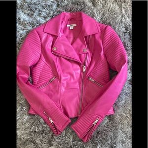 BAR III Hot Pink, Fitted, Faux Leather Moto Jacket NWOT, XS